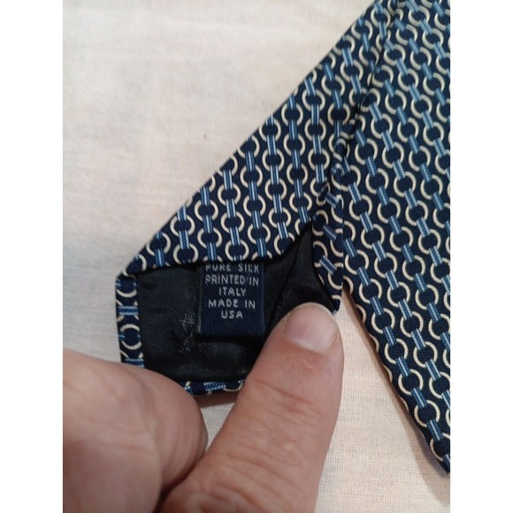 BROOKS BROTHERS Tie Makers Silk Blue Geometric Patterned Woven Necktie USA Made - Picture 2 of 2